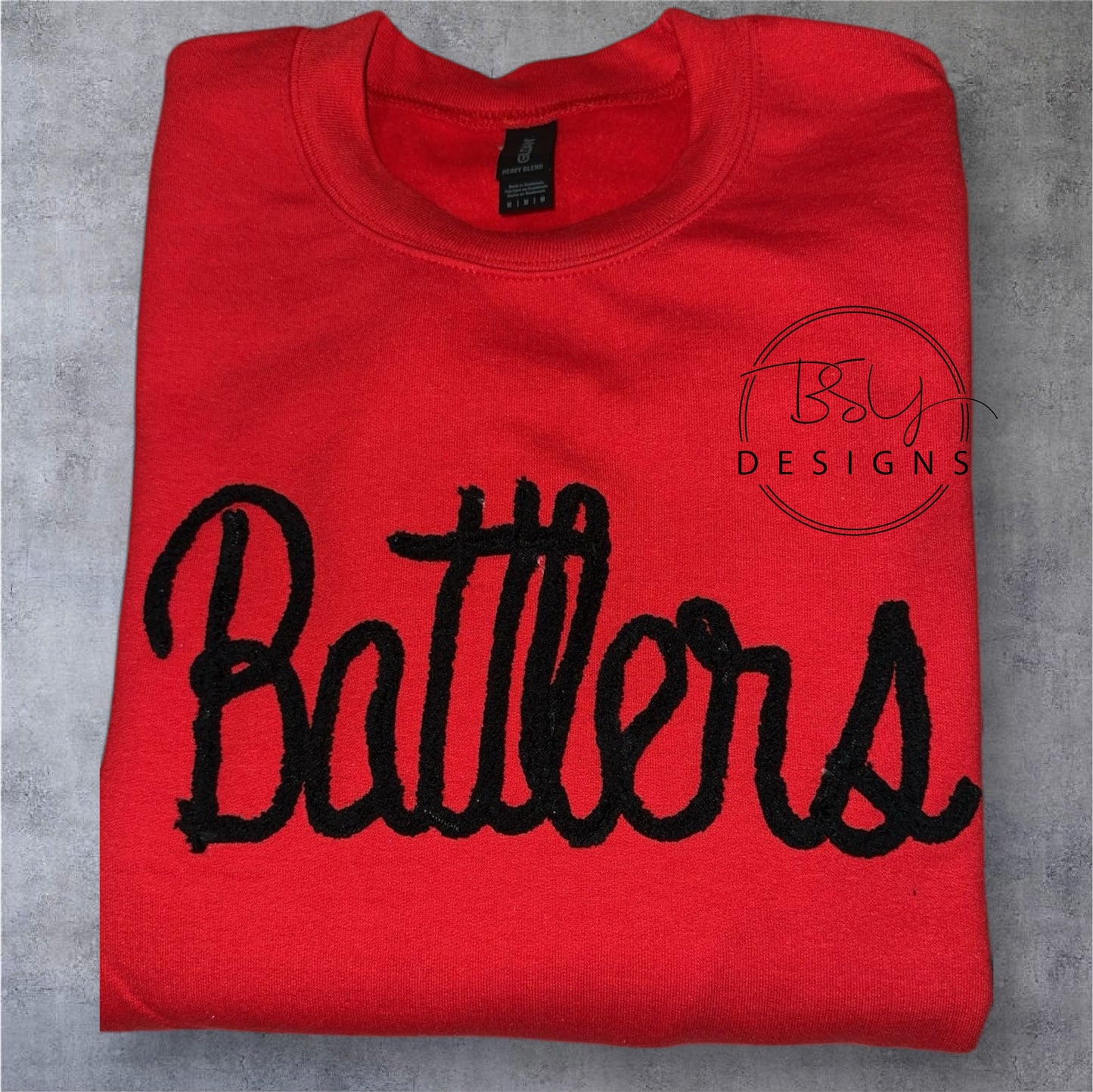 Battlers yarn embroidered crewneck