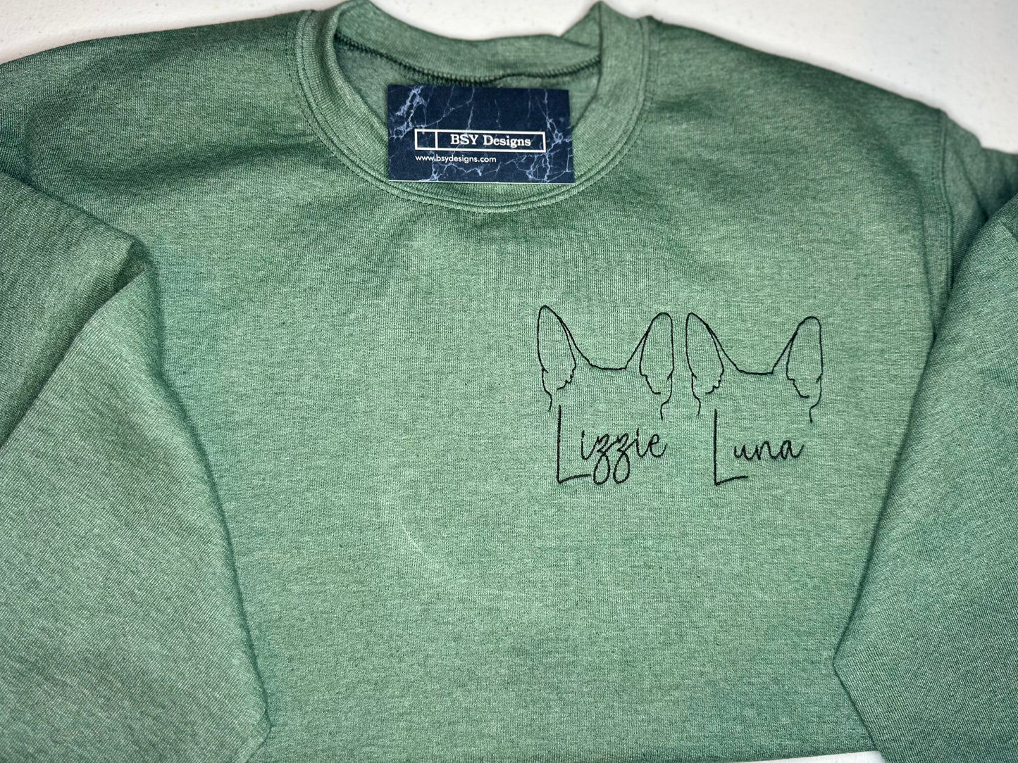 Custom dog outline embroidered crewneck sweatshirt