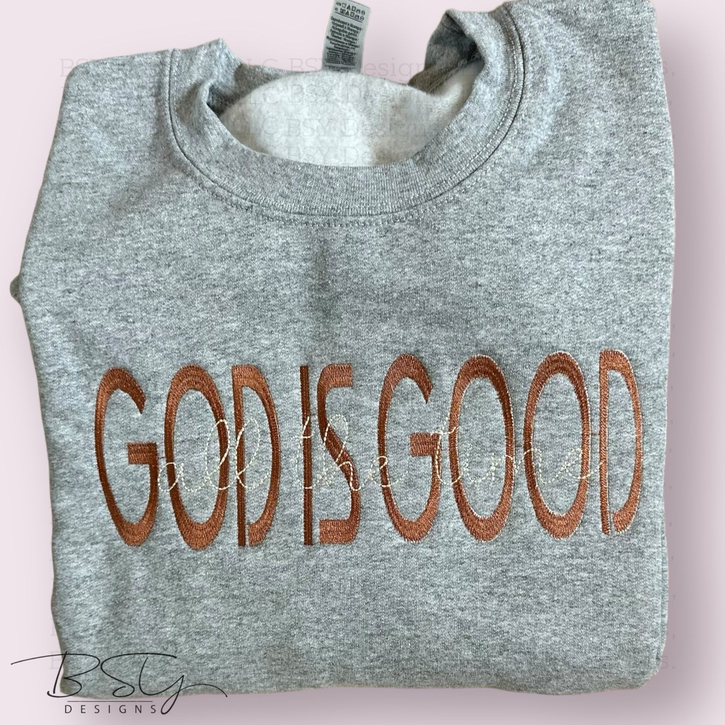 God is good embroidered crewneck sweatshirt