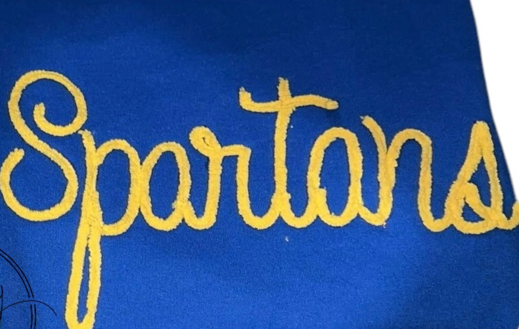 Spartans yarn embroidered crewneck