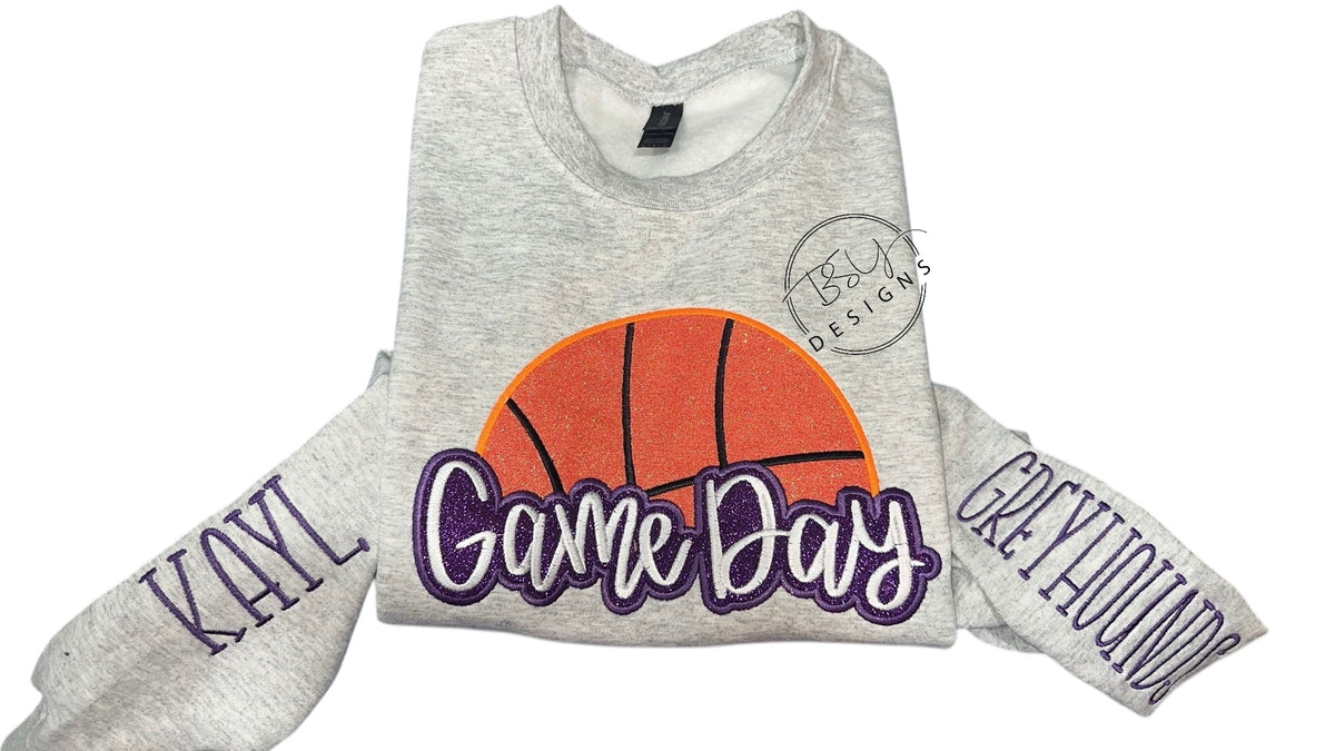 Basketball Game Day Embroidered Sweatshirt