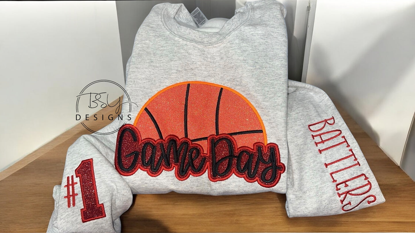 Basketball Game Day Embroidered Sweatshirt