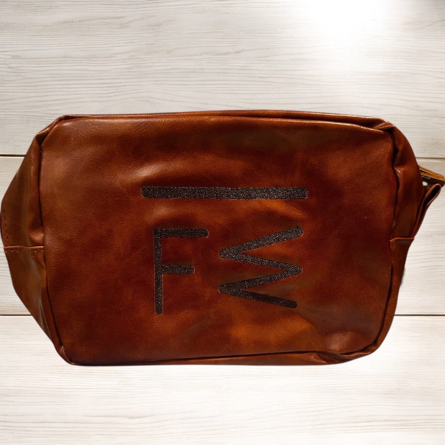 Faux leather toiletry bag