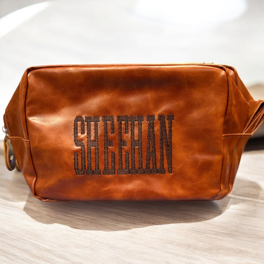 Faux leather toiletry bag