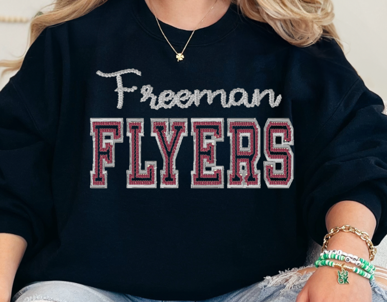 Chain stitch Freeman Flyers embroidered