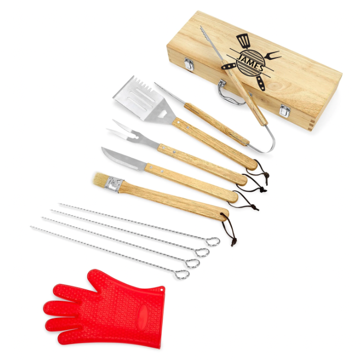 11 piece engraved BBQ set