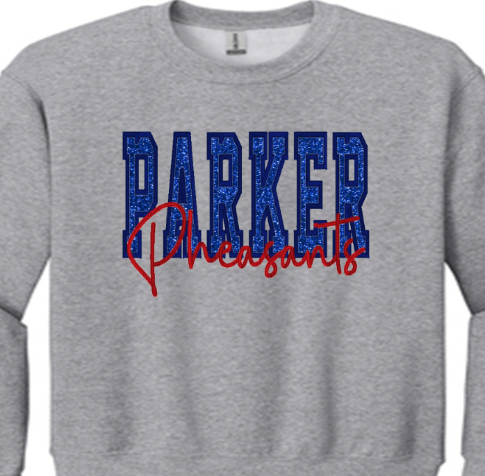 Parker Pheasants embroidered design available in short sleeve, crewneck, and hooded sweatshirt styles