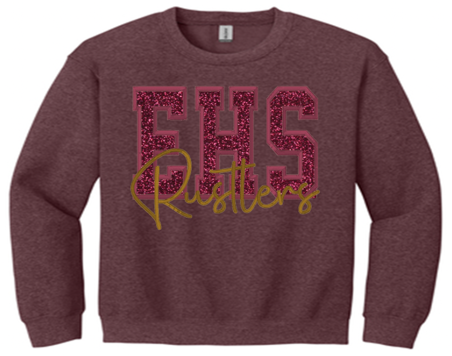 Ethan Rustlers embroidered design available in short sleeve, crewneck, and hooded sweatshirt styles