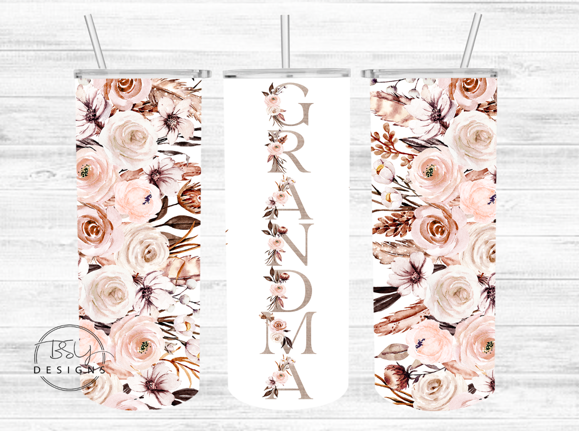 Grandma floral tumbler