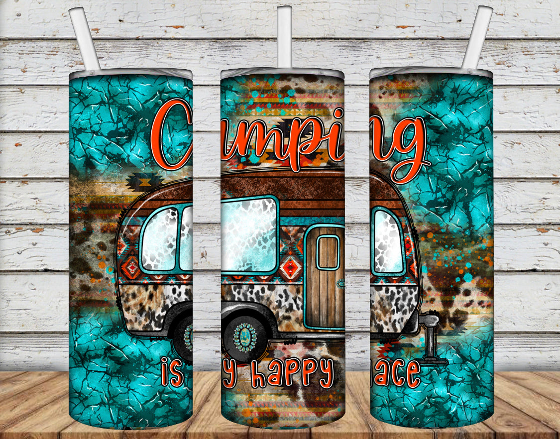 Camping is my happy place tumbler