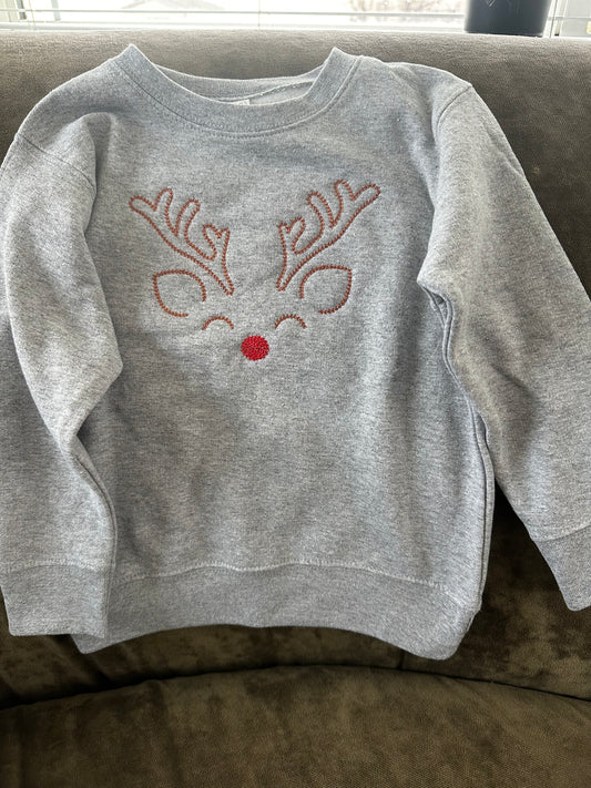 Reindeer embroidered tee|crewneck|hooded sweatshirt