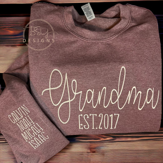 Grandma custom embroidered crewneck sweatshirt