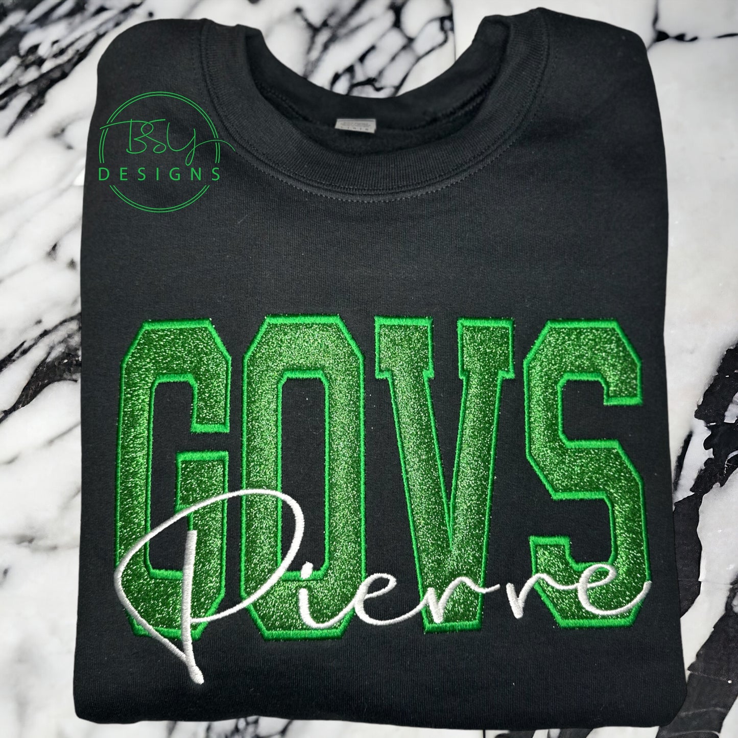 Govs embroidered design available in short sleeve, crewneck, and hooded sweatshirt styles