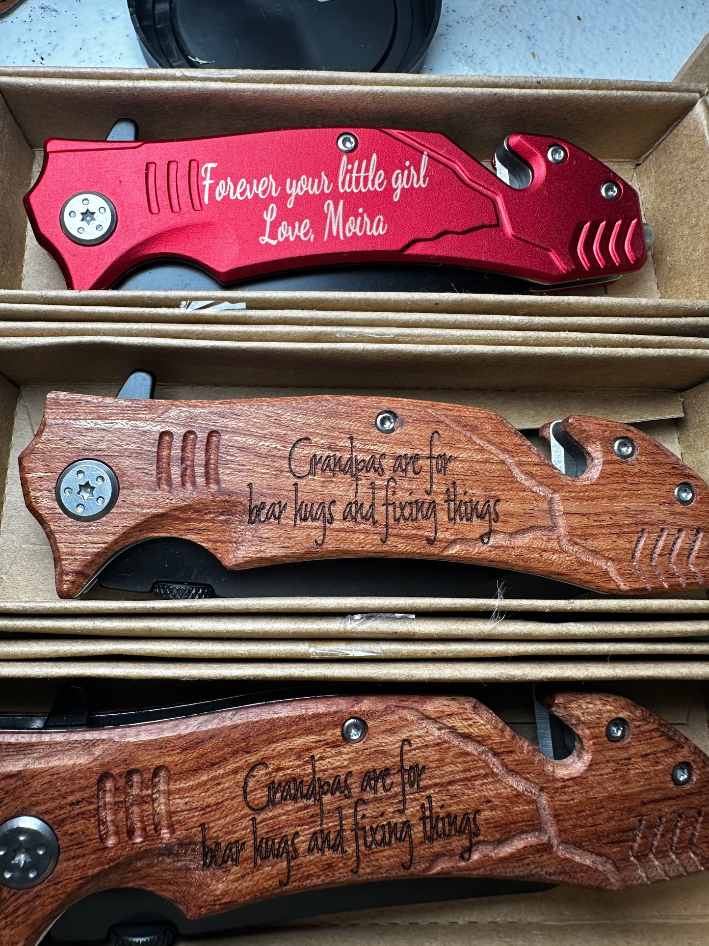 Custom laser engraved pocket knife