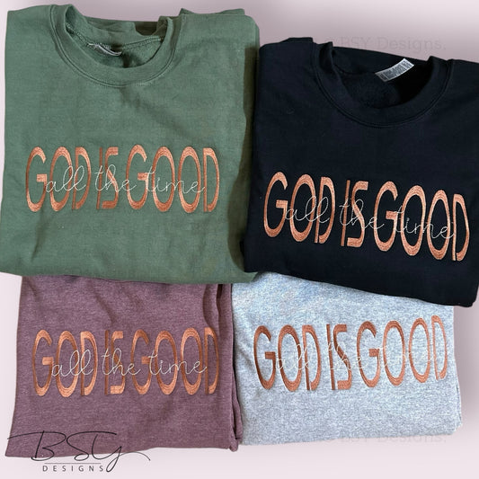 God is good embroidered crewneck sweatshirt