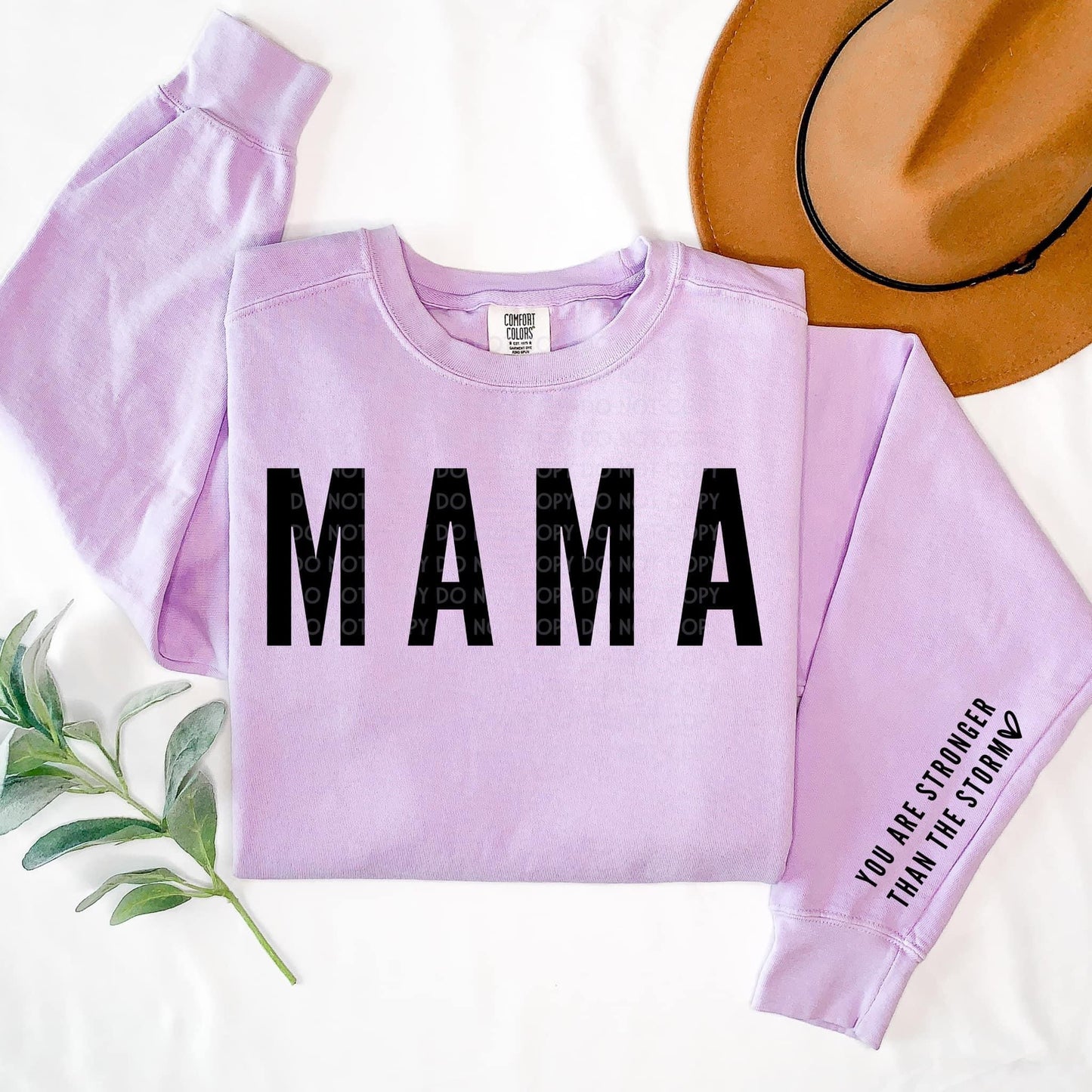 Mama you are stronger than the storm w/ sleeve design crewneck sweatshirt