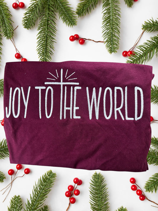 Joy to the world embroidered tee|crewneck|hooded sweatshirt