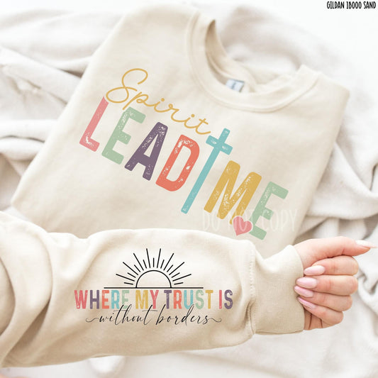 Spirit lead me w/ sleeve design crewneck sweatshirt