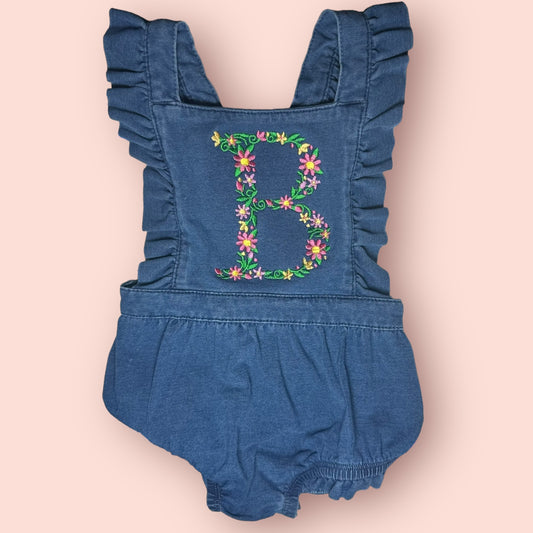 Floral embroidered bubble romper