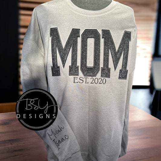 Mom | Mama Glitter Embroidered sweatshirt