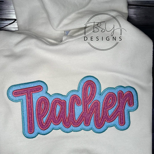 Teacher double glitter embroidered design *Customizable*