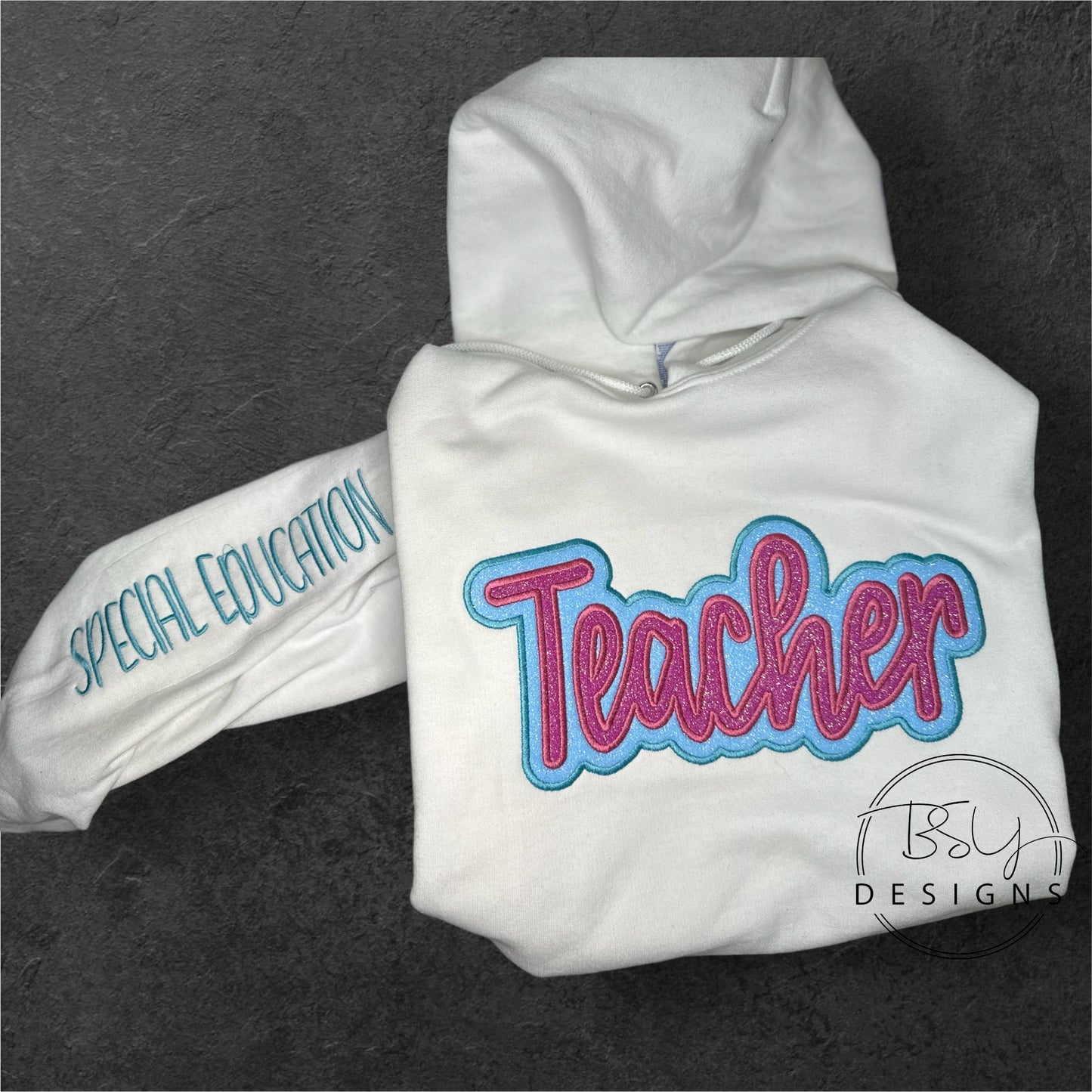 Teacher double glitter embroidered design *Customizable*