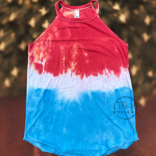 Patriotic dyed rocker tank