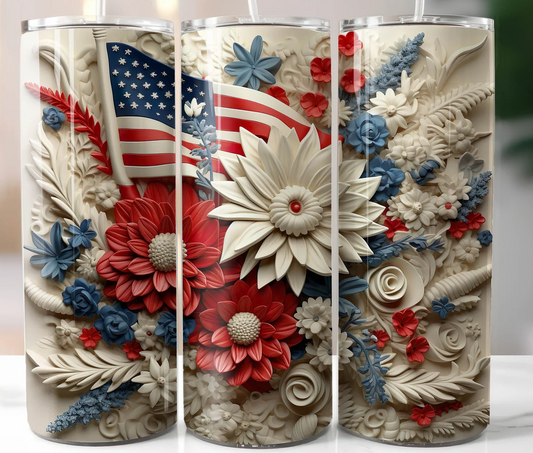 Faux 3D 4th of July flag flowers