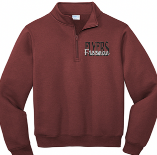 1/4 zip port & company embroidered sweatshirt Freeman Flyers Maroon