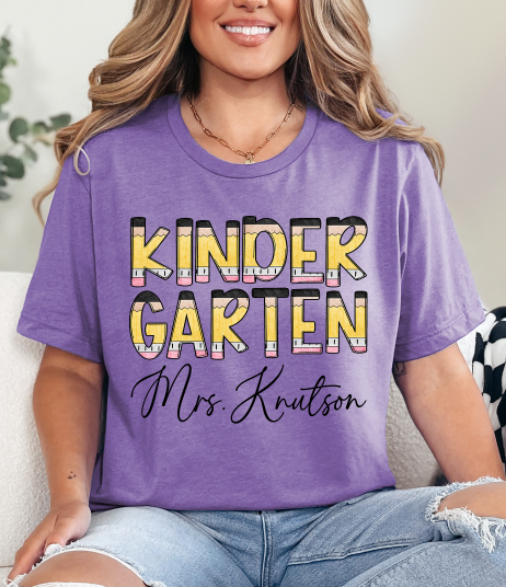 Customizable grade & name teacher tee