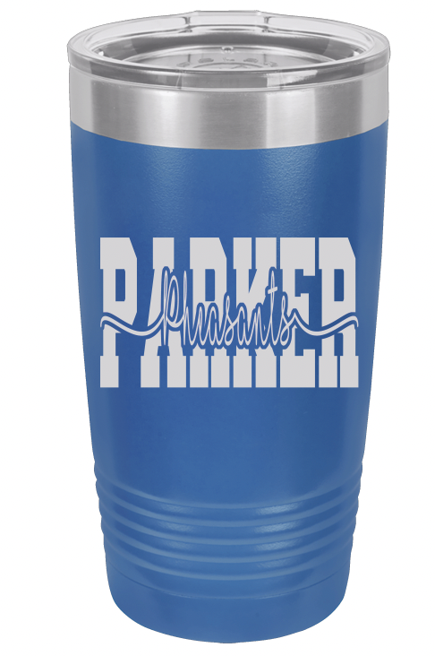 Powder coated, laser engraved Parker Pheasants tumbler