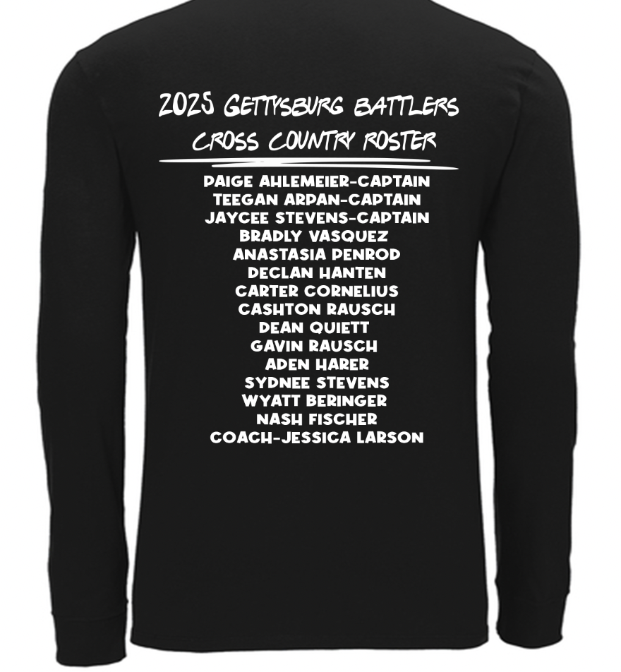 2025 Gettysburg Battlers XC team shirts