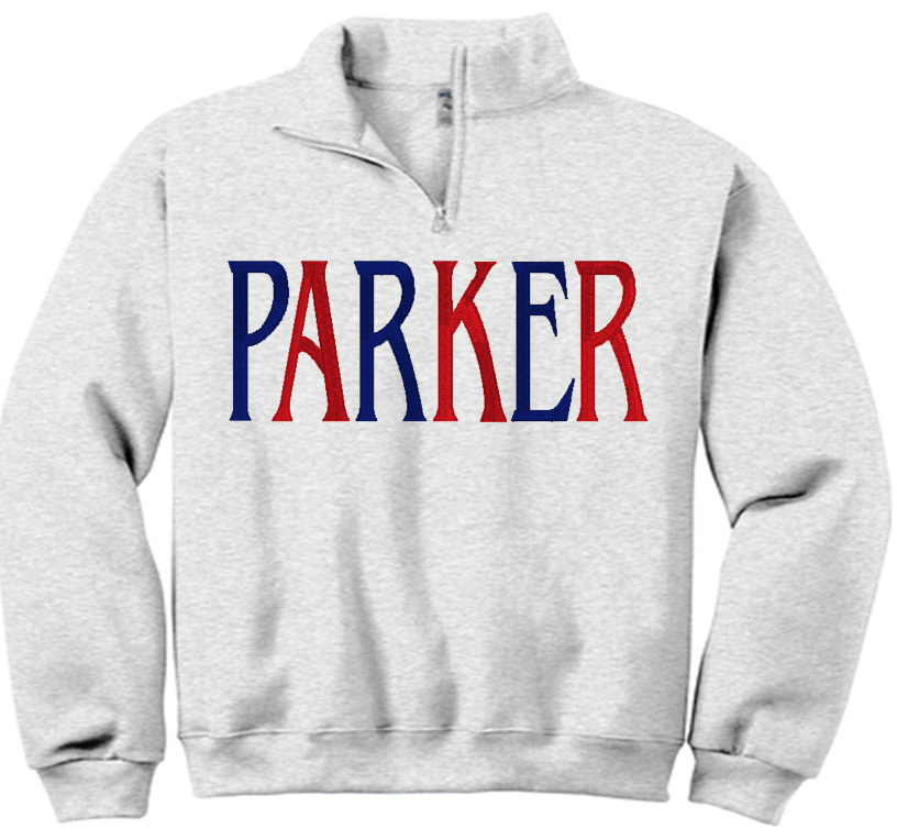 1/4 zip Jerzees Cadet Collar Parker alternating embroidered sweatshirt