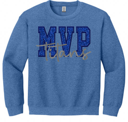 MVP Titans embroidered design available in short sleeve, crewneck, and hooded sweatshirt styles