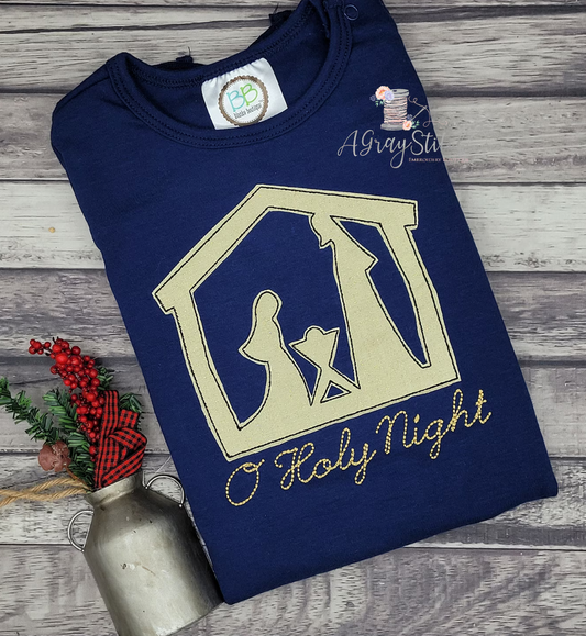 O Holy Night nativity scene embroidered sweatshirt