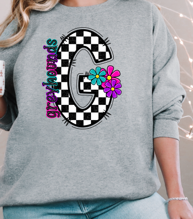 Greyhounds floral retro