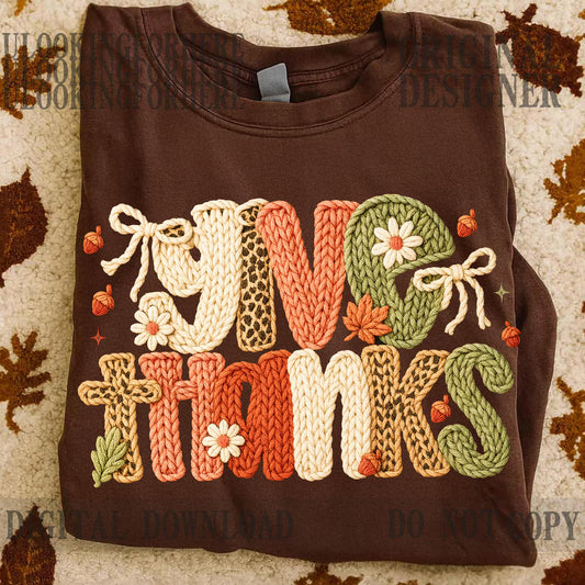 Give thanks faux knit
