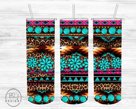 Leopard Aztec sublimation tumbler