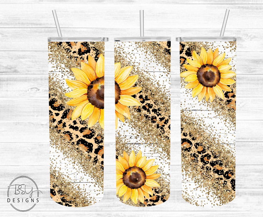 Sunflower leopard sublimation tumbler