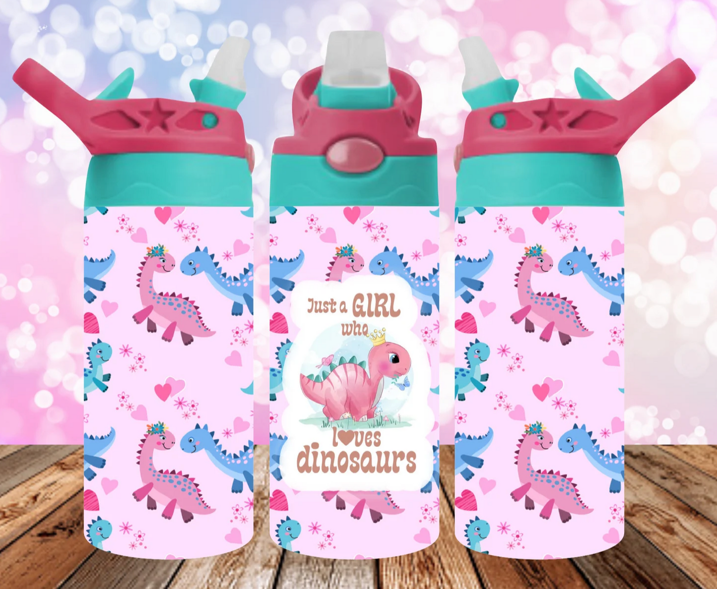 Just a girl who loves dinosaurs 12 oz water bottle