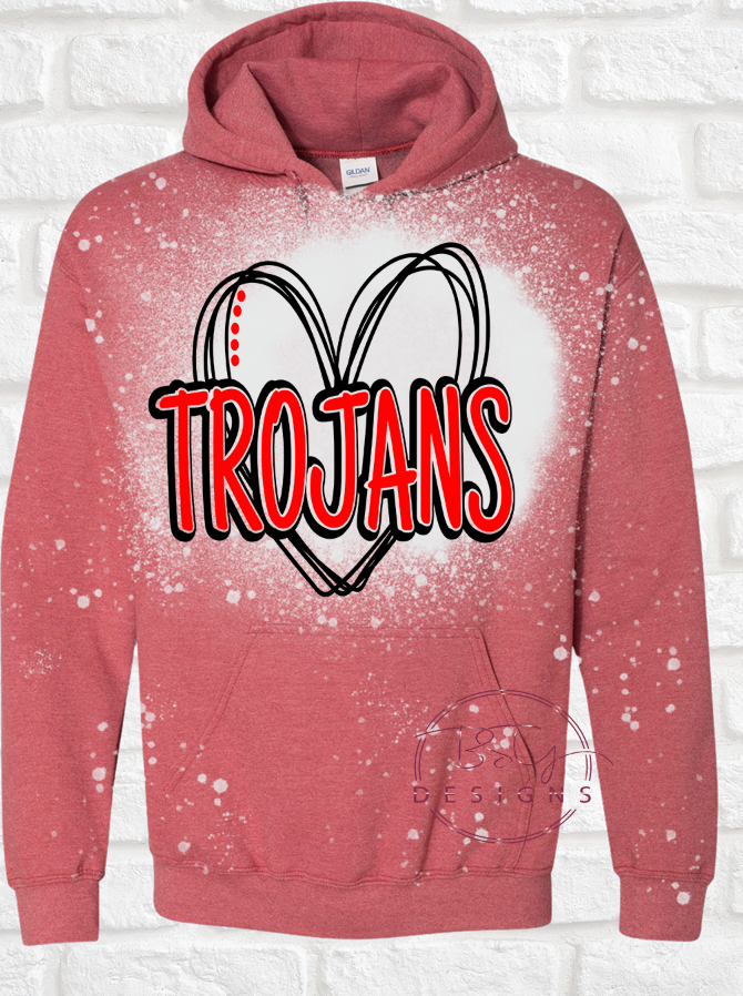 Trojans heart red and black